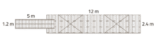 Trä/Betongbrygga L 2,4x12m med betongflytkroppar och landgång