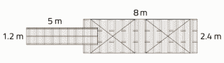 Trä/Betongbrygga L 2,4x8m med betongflytkroppar och landgång