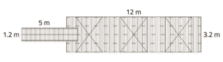 Trä/Betongbrygga L 3,2x12m med betongflytkroppar och landgång