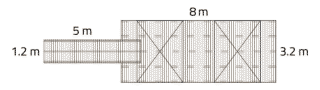 Trä/Betongbrygga L 3,2x8m med betongflytkroppar och landgång