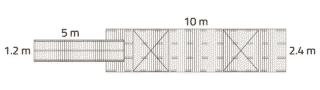 Trä/Betongbrygga M 2,4x10m med betongflytkroppar och landgång