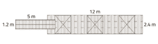 Trä/Betongbrygga M 2,4x12m med betongflytkroppar och landgång