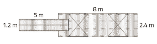 Trä/Betongbrygga M 2,4x8m med betongflytkroppar och landgång